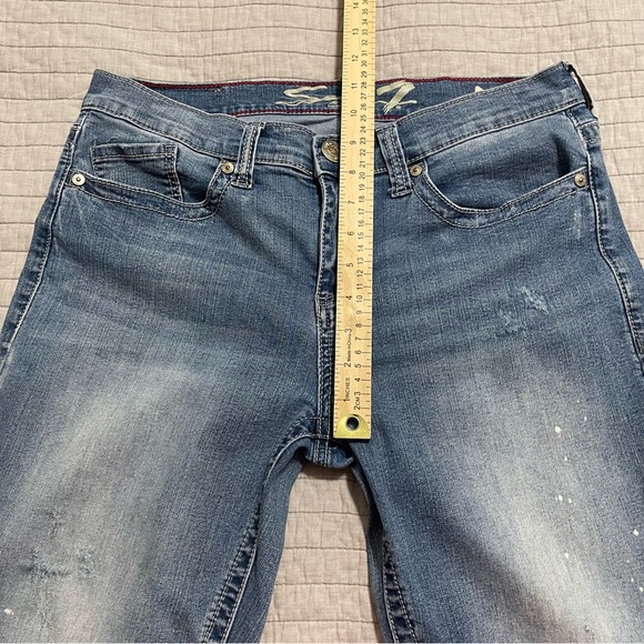 Seven7 Women’s Girlfriend Embellished Studded Distressed Blue Jeans Size 8 - Picture 6 of 10